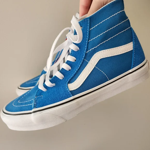 Vans Sk8-Hi Sneakers NWT Vibrant Blue Suede Canvas Skater Grunge 90s Vibes - Picture 2 of 5